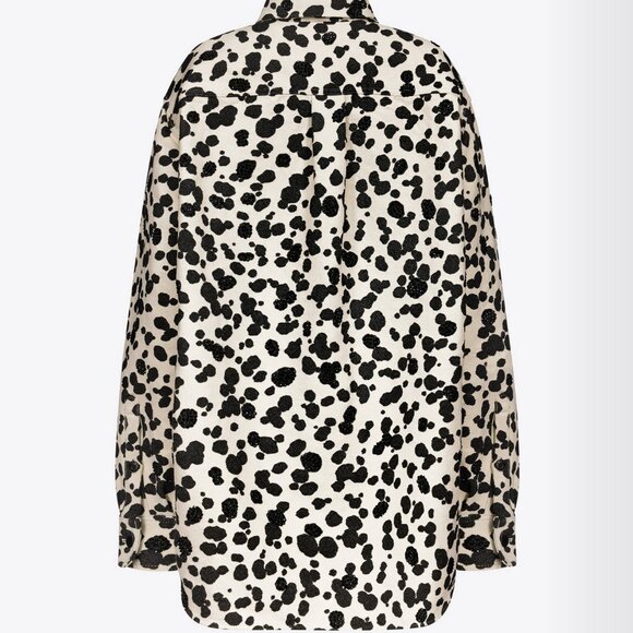 NWT AREA Dalmatian Denim Midi Skirt | Black/Off White - Picture 2 of 4